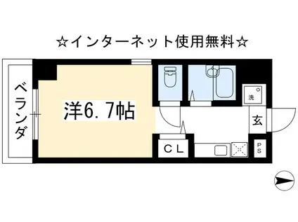 ゴールドクレスト(1K/3階)の間取り写真