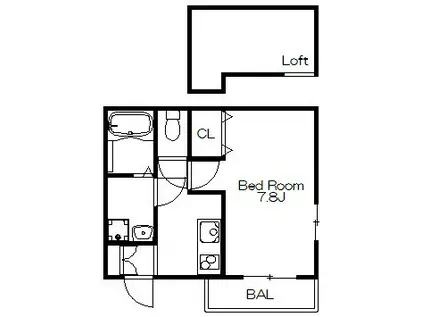 KTIレジデンス魚崎(1K/2階)の間取り写真