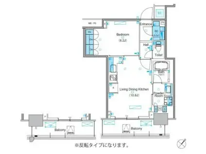 パークアクシス豊洲キャナル(1LDK/16階)の間取り写真