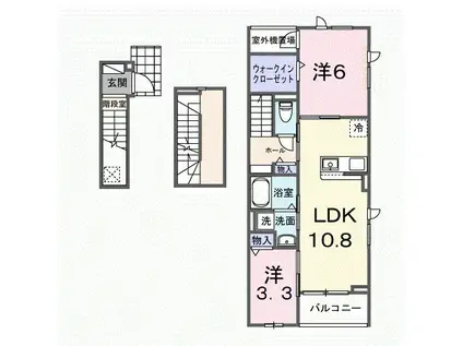 グラン・シャトー武蔵嵐山B(2LDK/3階)の間取り写真