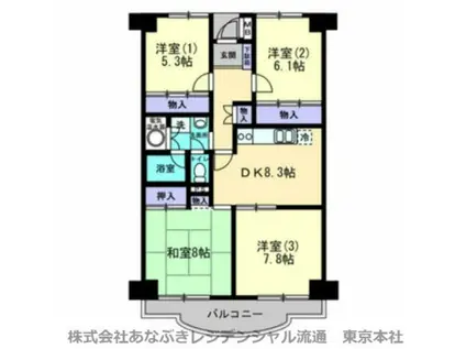 グリーンコーポ藤代1号棟(4DK/7階)の間取り写真