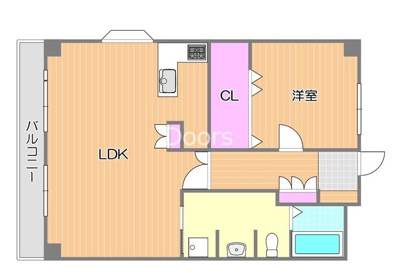 はなはうす門田本町(1LDK/5階)の間取り写真