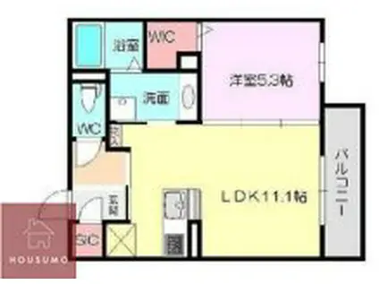 JRおおさか東線 城北公園通駅 徒歩10分 3階建 築8年(1LDK/1階)の間取り写真