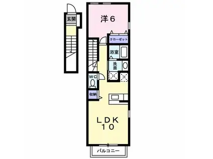 ブランドール日ノ本A(1LDK/2階)の間取り写真
