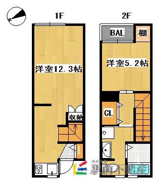 M-DOOR新栄町(1LDK/1階)の間取り写真