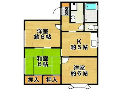 ルシェール藤原台A(3K/1階)の間取り写真