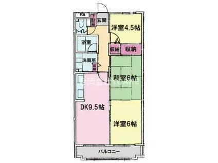 シャロム大和(3LDK/5階)の間取り写真