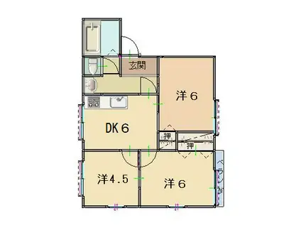 マーシーハウス(3DK/2階)の間取り写真