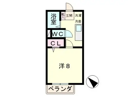 ウィングヒルズ笠山(1K/1階)の間取り写真