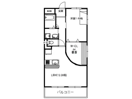 アルカディア(1SLDK/1階)の間取り写真