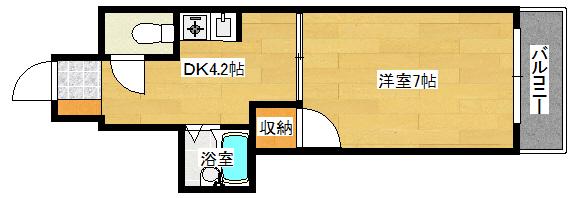 エオス舟入(1DK/6階)の間取り写真