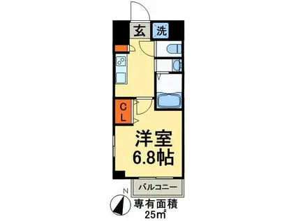 WAVE西新井(1K/4階)の間取り写真