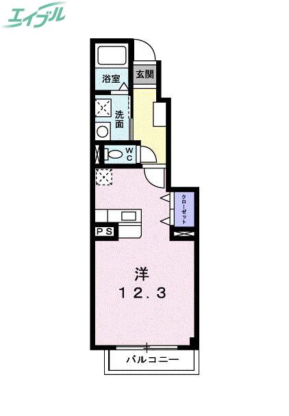 OAZOA棟(ワンルーム/1階)の間取り写真