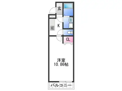 アビテ秋月南(1K/2階)の間取り写真
