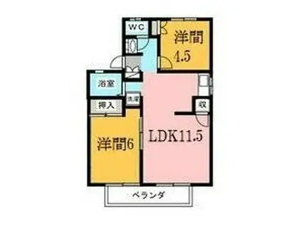 セジュール道原(2LDK/2階)の間取り写真