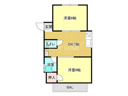 ヴィラ セゾン(2DK/2階)の間取り写真