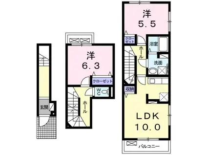 サニーベルIII(2LDK/2階)の間取り写真