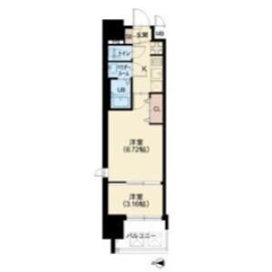 AELL OSAKA イースト(2K/9階)の間取り写真