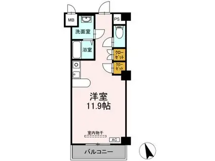 フェリオ甲府上石田(ワンルーム/4階)の間取り写真