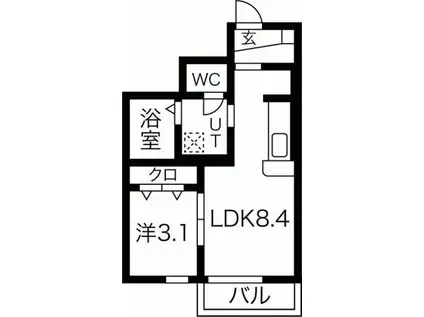 FOLUNAI(1LDK/1階)の間取り写真