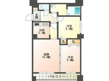 サイレンスべラージオ(2LDK/4階)の間取り写真