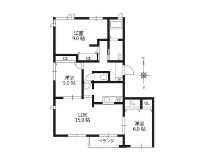ベルハウス白山(3LDK/2階)の間取り写真