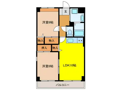 メゾンアドニス(2LDK/2階)の間取り写真