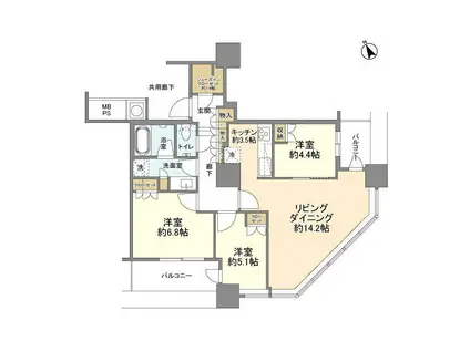 ザ・パークハウス西新宿タワー60(3LDK/31階)の間取り写真