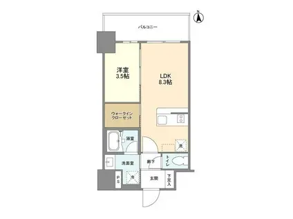 リヴェント難波ウエスト(1LDK/7階)の間取り写真