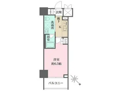 ハーモニーレジデンス横浜みなとみらい002(1K/5階)の間取り写真