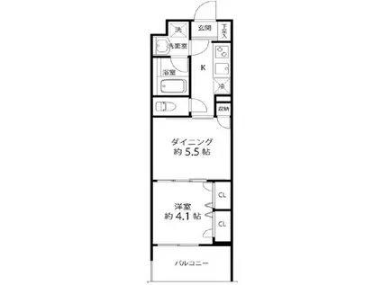 DUOSTAGE白金高輪(1DK/4階)の間取り写真