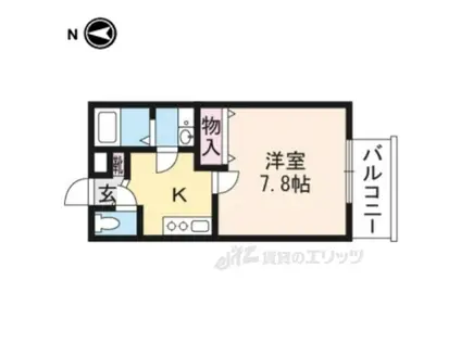 CASA WOOD西浦町(1K/2階)の間取り写真