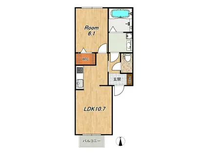 メルベーユ川島(1LDK/1階)の間取り写真