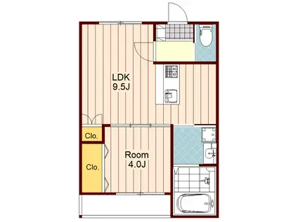 浅間町3丁目アパート(1LDK/3階)の間取り写真