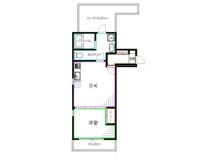 ロータス阿佐ヶ谷(1DK/4階)の間取り写真