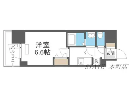 プレサンス四天王寺前夕陽ヶ丘アクティ(1K/2階)の間取り写真