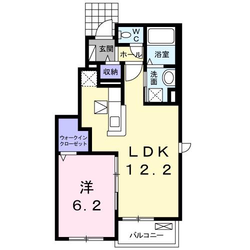 ティファニーII(1LDK/1階)の間取り写真