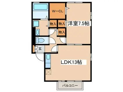FLORAIII(1LDK/1階)の間取り写真