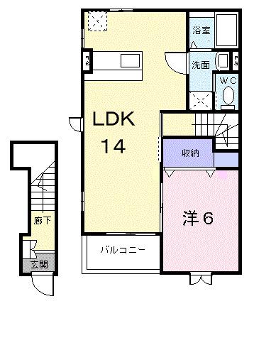 アメニティーハイツ川島II(1LDK/2階)の間取り写真