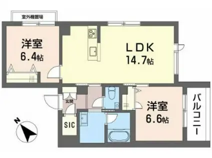 シャーメゾンガーデンズ高丸(2LDK/2階)の間取り写真