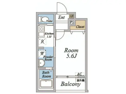 カサデルソルⅥ(1K/2階)の間取り写真