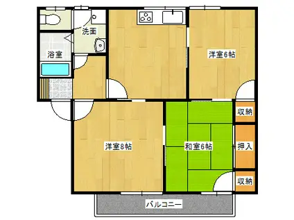 メゾントレビXIII(3DK/2階)の間取り写真