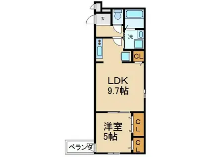 ドミール玉江(1LDK/3階)の間取り写真