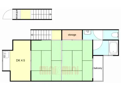 旭荘(2DK/2階)の間取り写真