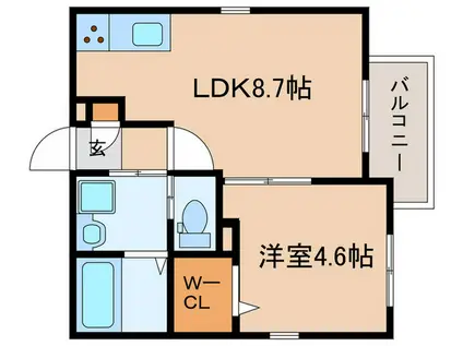 HEBEL MAISON 三宮(1LDK/1階)の間取り写真