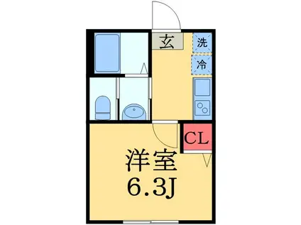 勝田台PDⅠ(1K/1階)の間取り写真