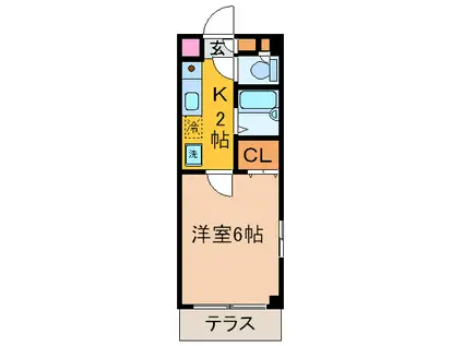 野口ハイツ3(1K/1階)の間取り写真