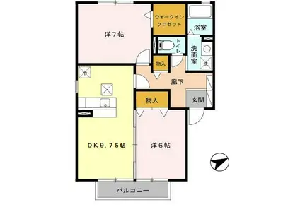 カーサビアンカ(2DK/1階)の間取り写真