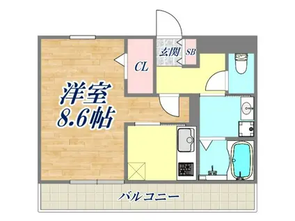 サニーコート 杭瀬(1K/3階)の間取り写真