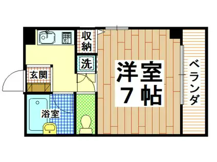 ジョイベル長瀬(1K/1階)の間取り写真